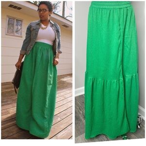 ALMOST FAMOUS GREEN MAXI SKIRT WITH FRONT SLIT-SMALL ( CAN FIT A M)